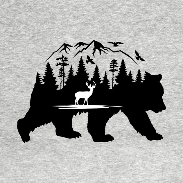Bear, Deer and Mountains by CB Creative Images